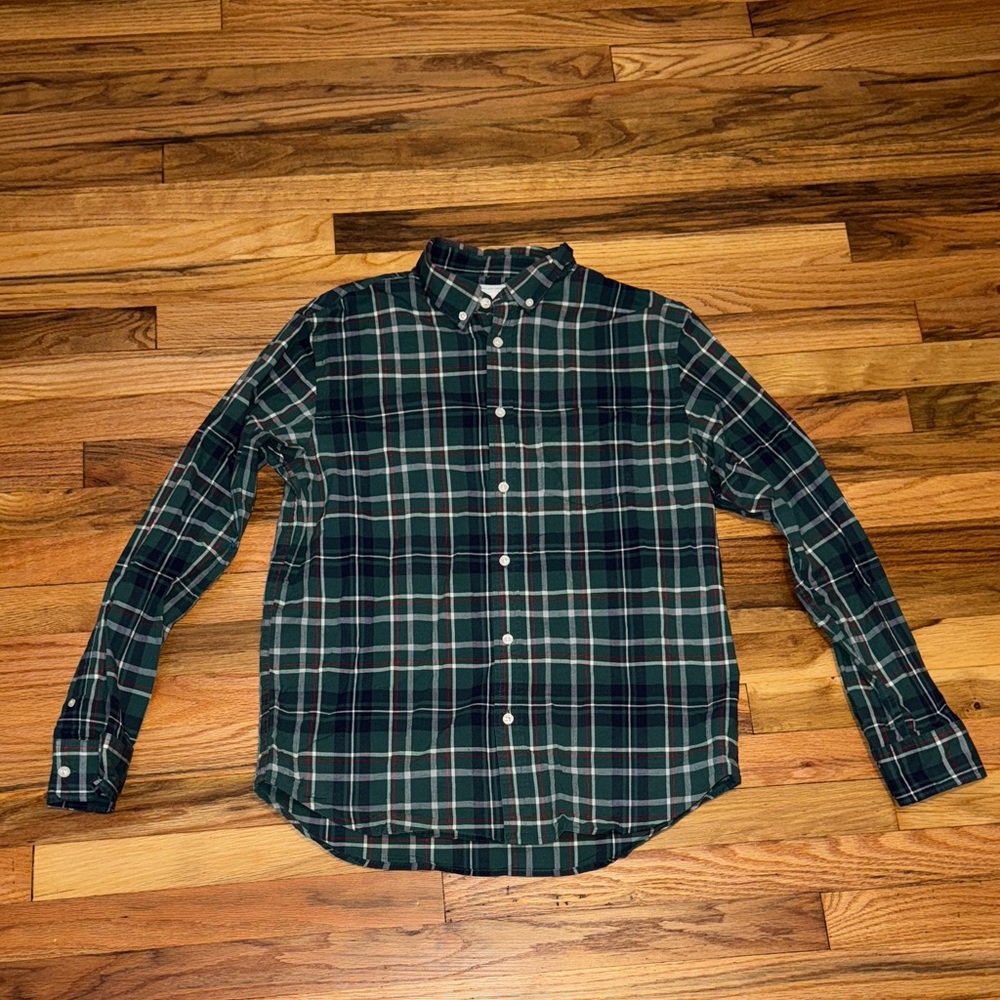 Men’s Old Navy The Classic Shirt Medium Green/White/Red/Blue Plaid